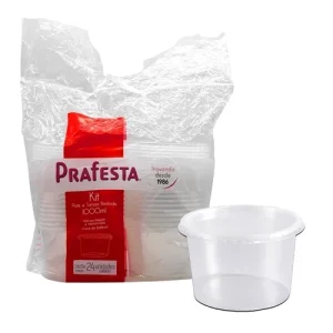 Pote Redondo Prafesta 1000ml com Tampa – Pacote com 24