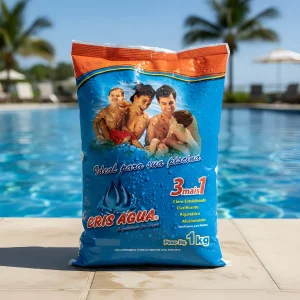 Cloro para Piscina Cris Água 3 em 1 – Pote 1kg – Dicloro Estabilizado Multi-Ação