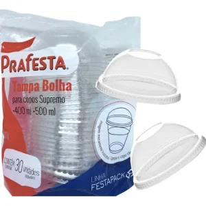 Tampa Bolha Prafesta para Potes 400 e 500ml – Pacote com 30