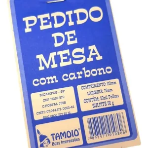 Talão de Mesa Tamoio 2 Vias Autocopiantes 50 Jogos – unidade