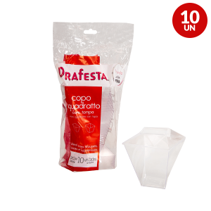 Copo Quadratto 100ml com Tampa Prafesta – Pacote com 10 Unidades
