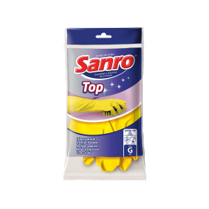 Luva de Látex Sanro Top Forrada Amarela Tamanho G – Par