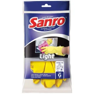 Luva de Látex Sanro Light Amarela Tamanho G – Par