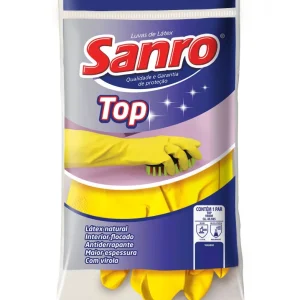 Luva de Látex Sanro Top Forrada Amarela Tamanho P – Par