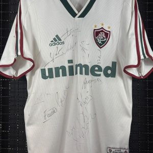 Camisa Fluminense Adidas 2001 autografada elenco