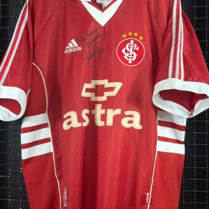 Camisa Internacional Adidas 1999 Christian autografada vermelha