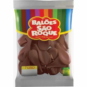 Balão de Látex Redondo N° 7 Liso Marrom Café – Pacote com 50 Unidades