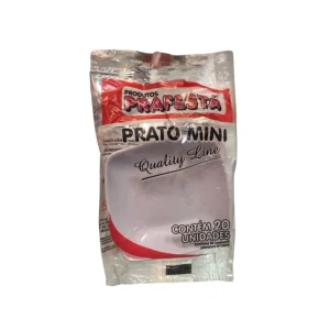 Prato de Plástico Mini Q.Line Branco Prafesta – Pacote com 20