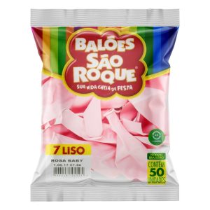 Balão de Látex Redondo N° 7 Liso Rosa Bebê (Candy Color) – Pacote com 50 Unidades
